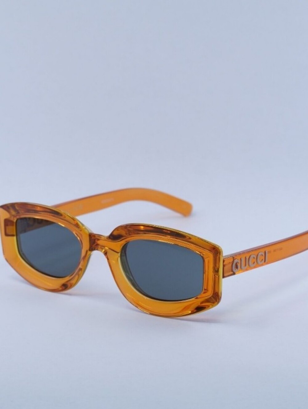 Gucci Amber Transparent Rectangle Sunglasses. Stunning And Unique NEW IN BOX.
